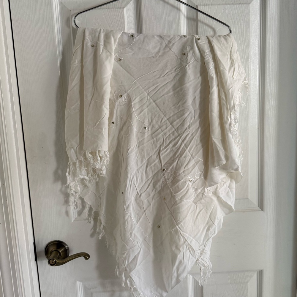 White & Sequin Scarf